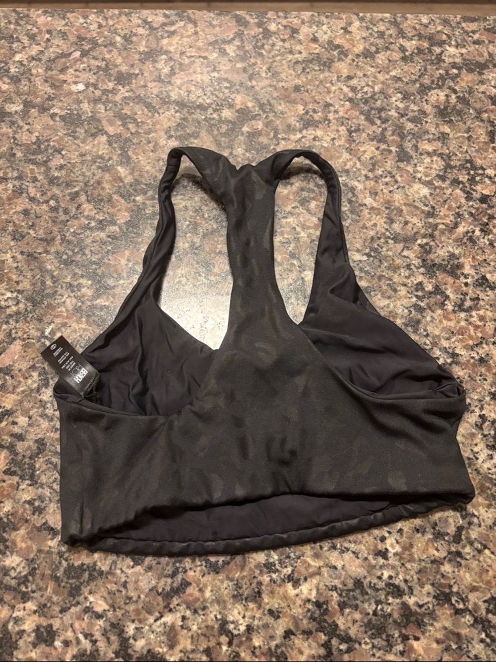 Beach Riot Black Tonal Leopard Racerback Sports Bra - Picture 3 of 3